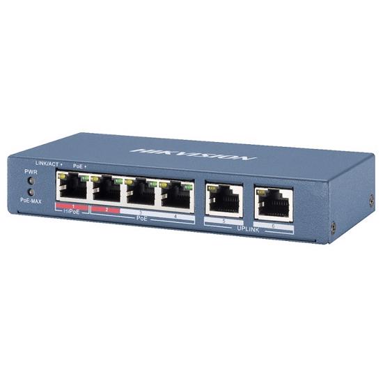 Picture of HIKVISION 6-port switch 1x100M HiPoE 3x100M PoE 1x100M DS-3E0106HP-E