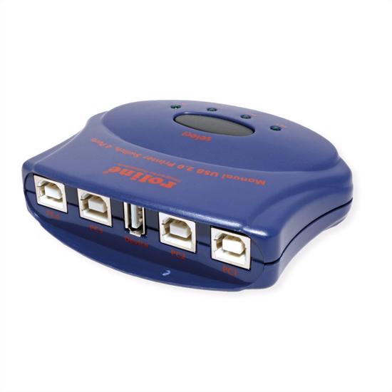 Slika Rotronic Roline Manual USB 2.0 Printer Switch, za 4 uređaja, 4B port + 1A port