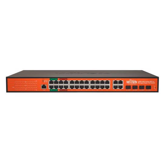 Picture of Wi-Tek WI-PMS328GF-Alien 24GE+4Combo Ports 24-48V L2 Managed Super PoE Switch with 24-Port PoE