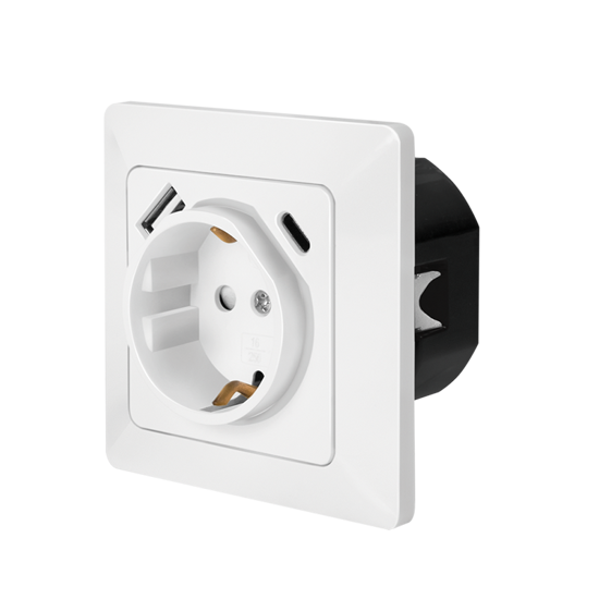 Picture of Logilink uzidna utičnica šuko, 1 USB-A, 1 USB-C