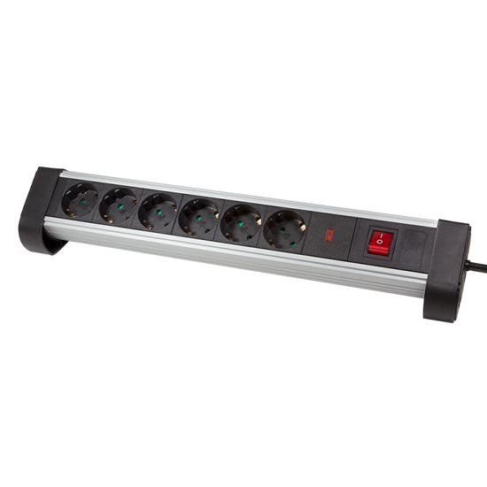 Picture of Logilink produžni kabl sa prenaponskom zaštitom 6 mesta, prekidač, stalak, 1.4m, aluminium