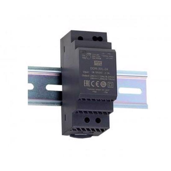 Picture of Meanwell DDR-30L-24, DC-DC Ultra slim Industrial DIN rail converter, Input 18-75Vdc, Single Output 24Vdc at 1.25A