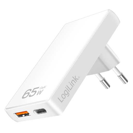 Slika Logilink punjač USB AF, USB CF type C, PD 65W, slim, bela