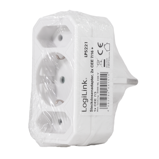 Slika Logilink šuko adapter - lopov  2x CEE 7/16 + 1x CEE 7/3