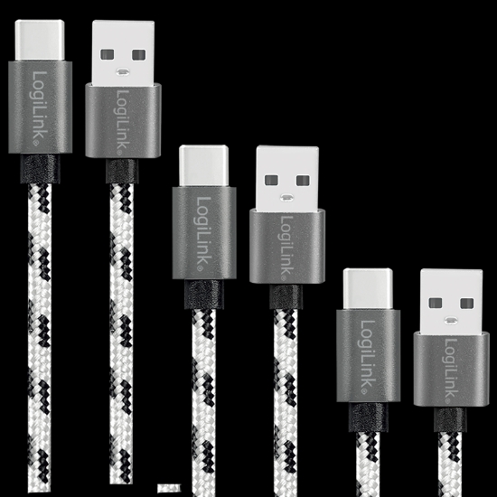Slika Logilink USB 2.0 Type C, C/M na USB - A/M, 3-pak set 0.5 m / 1 m / 2 m