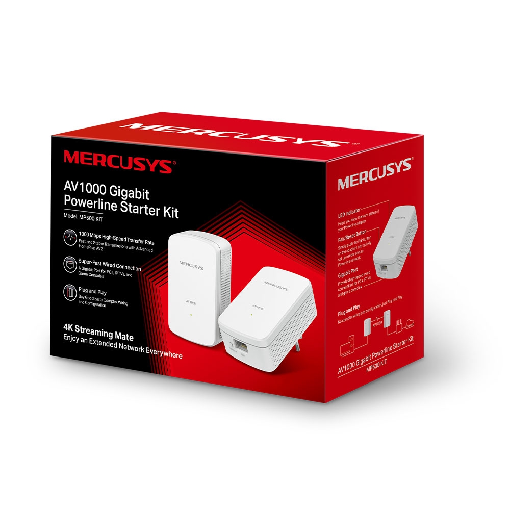 Mercusys MP500 KIT V1.2, AV1000 Gigabit Powerline Starter Kit
