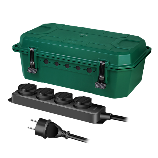 Slika Logilink produžni kabl outdoor sa zaštitnom kutijom, 4 mesta, 5.0m, IP54, zelena