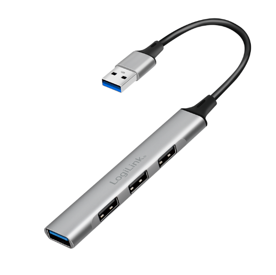 Slika Logilink HUB 3.0, 4 x USB-A, ultra slim, aluminimum, siva