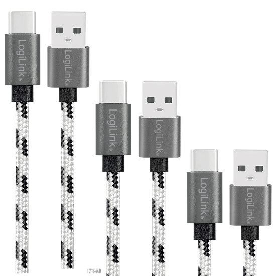 Slika Logilink USB 2.0 Type C, C/M na USB - A/M, 3-pak set 0.5 m / 1 m / 2 m