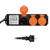 Slika Logilink produžni kabl outdoor 3 mesta, LCD displej potrošnje, 1.4m, IP44, crna