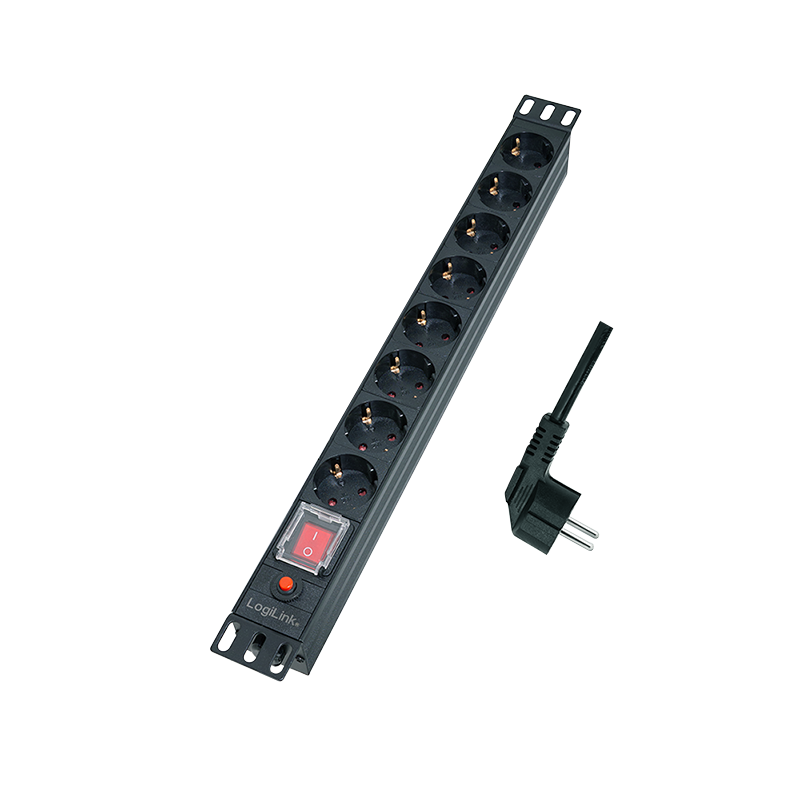 Logilink PDU 8 x šuko, prenaponska zaštita, prekidač, 1.8m